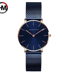 Japan Quartz Movement High Quality 36mm hannah Martin Women Stainless Steel Mesh Rose Gold Waterproof Ladies Watch Dropshipping