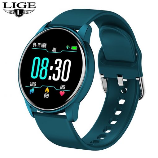 LIGE New Fashion Women Smart Watch Men Full Screen Touch Waterproof Heart Rate Blood oxygen Multifunction Sport Smartwatch