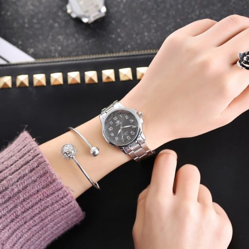 Women Watches Stainless Steel Band Analog Quartz Round Wrist Watch Watches Ladies Bracelet Casual Female Clock Reloj Mujer