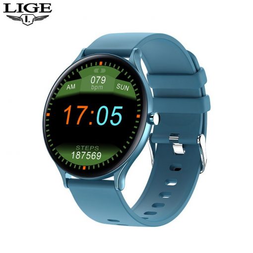 LIGE New Fashion Women Smart Watch Men Full Screen Touch Waterproof Heart Rate Blood oxygen Multifunction Sport Smartwatch