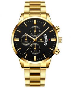 Luxury Men Military Quartz Watch Men Stainless Steel Gold Calendar Date Wristwatch Male Clock Relogio Direct