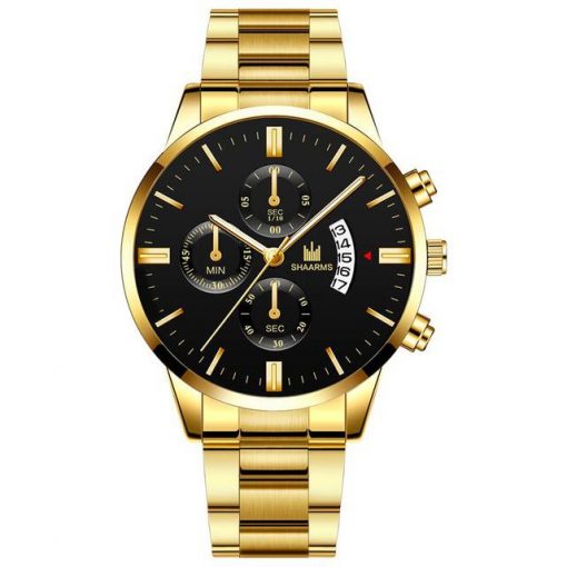 Luxury Men Military Quartz Watch Men Stainless Steel Gold Calendar Date Wristwatch Male Clock Relogio Direct