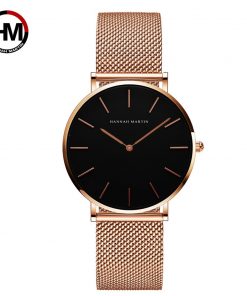 Japan Quartz Movement High Quality 36mm hannah Martin Women Stainless Steel Mesh Rose Gold Waterproof Ladies Watch Dropshipping