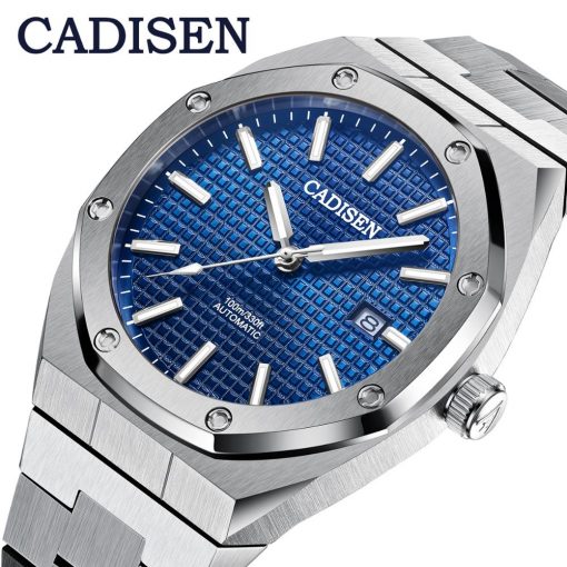 CADISEN Design Brand Luxury Men Watches Mechanical Automatic Blue Watch Men 100M Waterproof Casual Business luminous Wristwatch