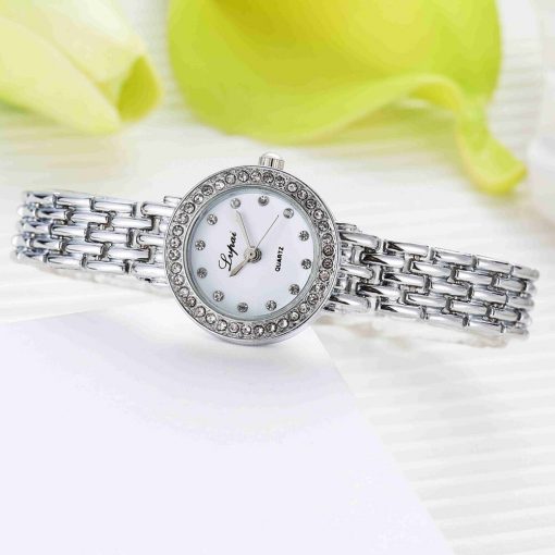 Romantic Women Simple Watches Women Business Bracelet Stainless Steel Rhinestone Quartz Wrist Watch Female Watchrelogio Feminino