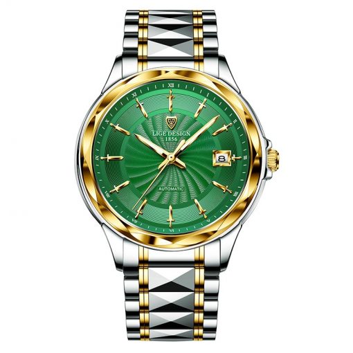 LIGE Original Brand Wrist Watches Mens Automatic Self-Wind Tungsten Steel Waterproof Business Mechanical Watch Relogio Masculino