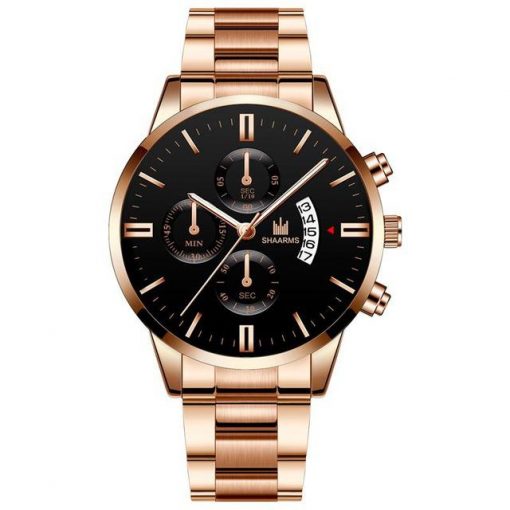 Luxury Men Military Quartz Watch Men Stainless Steel Gold Calendar Date Wristwatch Male Clock Relogio Direct