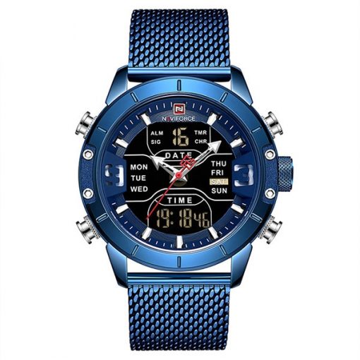 NAVIFORCE Sport Analog Digital Watches Men Luxury Brand Stainless Steel Sports Men's Watches Digital Waterproof Man Watch