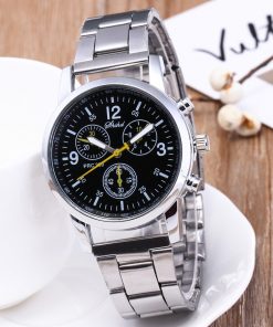 Classic Geneva Silver Men Watch Crystal Glass Stainless Steel Analog Quartz Wrist Watch luxury Masculino Reloj watch men relogio