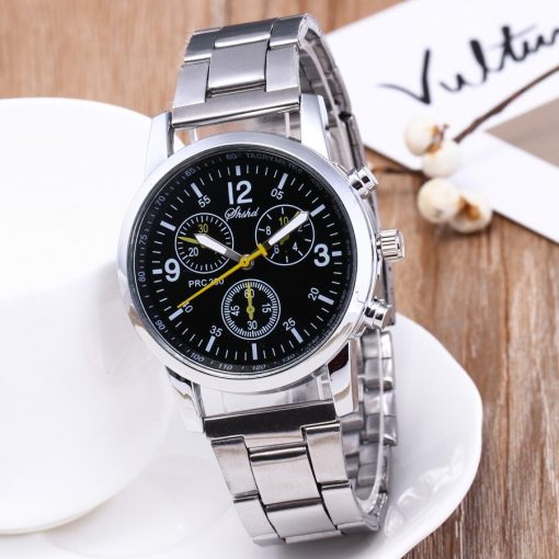 Classic Geneva Silver Men Watch Crystal Glass Stainless Steel Analog Quartz Wrist Watch luxury Masculino Reloj watch men relogio