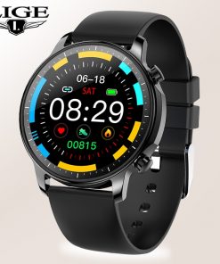 LIGE New Fashion Women Smart Watch Men Full Screen Touch Waterproof Heart Rate Blood oxygen Multifunction Sport Smartwatch