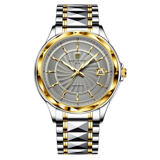 LIGE Original Brand Wrist Watches Mens Automatic Self-Wind Tungsten Steel Waterproof Business Mechanical Watch Relogio Masculino