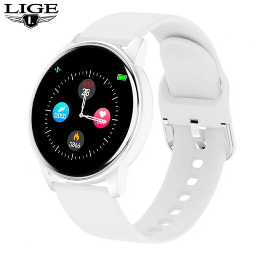 LIGE New Fashion Women Smart Watch Men Full Screen Touch Waterproof Heart Rate Blood oxygen Multifunction Sport Smartwatch