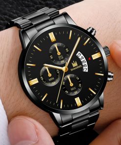 Luxury Men Military Quartz Watch Men Stainless Steel Gold Calendar Date Wristwatch Male Clock Relogio Direct