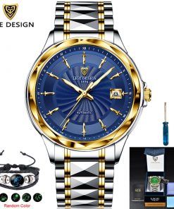 LIGE Original Brand Wrist Watches Mens Automatic Self-Wind Tungsten Steel Waterproof Business Mechanical Watch Relogio Masculino