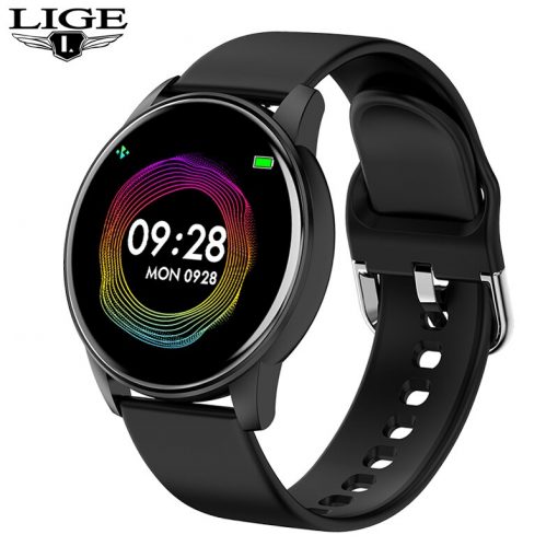 LIGE New Fashion Women Smart Watch Men Full Screen Touch Waterproof Heart Rate Blood oxygen Multifunction Sport Smartwatch