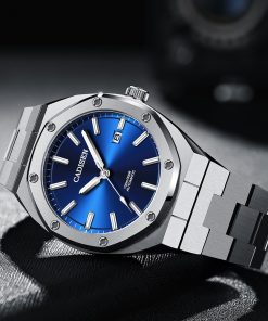 CADISEN Design Brand Luxury Men Watches Mechanical Automatic Blue Watch Men 100M Waterproof Casual Business luminous Wristwatch