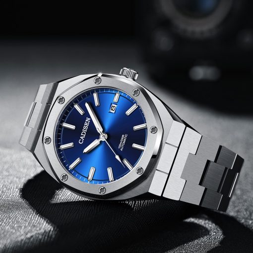 CADISEN Design Brand Luxury Men Watches Mechanical Automatic Blue Watch Men 100M Waterproof Casual Business luminous Wristwatch