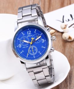 Classic Geneva Silver Men Watch Crystal Glass Stainless Steel Analog Quartz Wrist Watch luxury Masculino Reloj watch men relogio