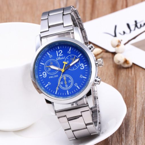 Classic Geneva Silver Men Watch Crystal Glass Stainless Steel Analog Quartz Wrist Watch luxury Masculino Reloj watch men relogio