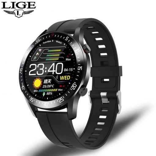 LIGE Smart Watch Men smartwatch LED Full Touch Screen For Android iOS Heart Rate Blood Pressure Monitor Waterproof Fitness Watch