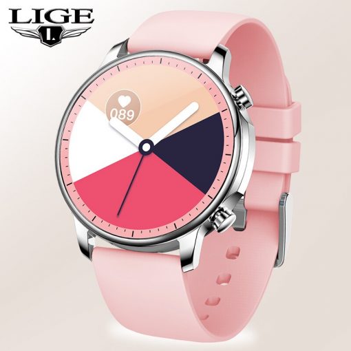 LIGE New Fashion Women Smart Watch Men Full Screen Touch Waterproof Heart Rate Blood oxygen Multifunction Sport Smartwatch