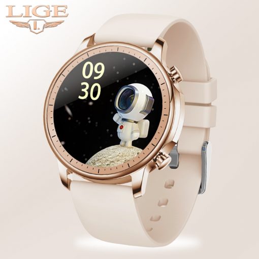 LIGE New Fashion Women Smart Watch Men Full Screen Touch Waterproof Heart Rate Blood oxygen Multifunction Sport Smartwatch