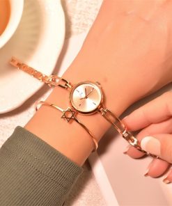 Women Bracelet Watches Luxury Fashion Stainless Steel Small Quartz Watch Qualities Simple Ladies Wristwatches Female Chain Clock