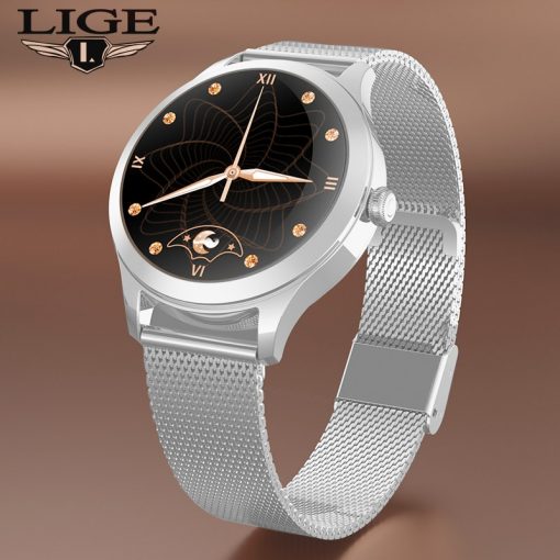 LIGE Ladys Smart Watch Women luxury Smartwatch Full Touch Round Sreen Heart Rate Monitor Blood Pressure Oxygen Fitness Tracker