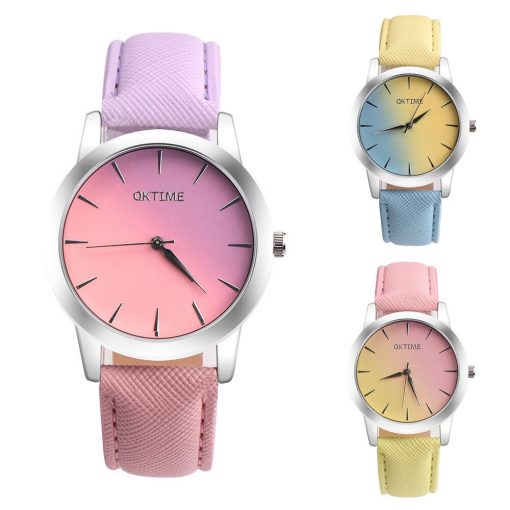 Casual Rainbow Design Leather Watches for Women Band Quartz Wrist Watches Fashion Women Watches Laides Clock Relogio Feminino