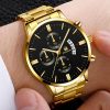 Luxury Men Military Quartz Watch Men Stainless Steel Gold Calendar Date Wristwatch Male Clock Relogio Direct