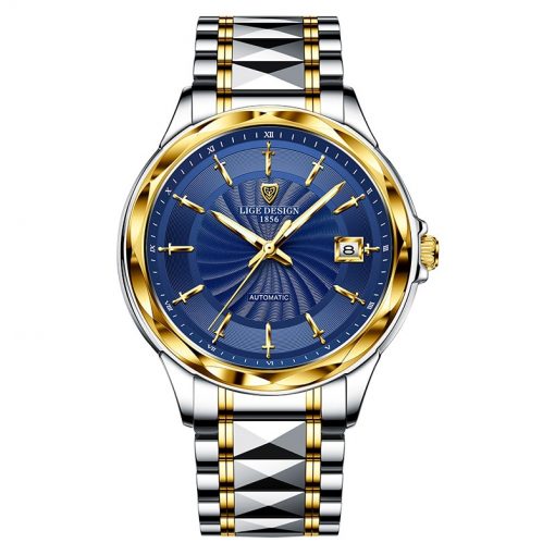 LIGE Original Brand Wrist Watches Mens Automatic Self-Wind Tungsten Steel Waterproof Business Mechanical Watch Relogio Masculino