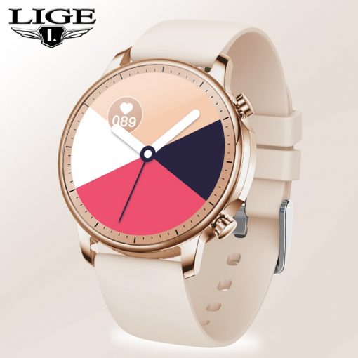 LIGE New Fashion Women Smart Watch Men Full Screen Touch Waterproof Heart Rate Blood oxygen Multifunction Sport Smartwatch