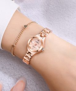 Qualities Small Fashion Women Watches Rose Gold Luxury Stainless Steel Ladies Wristwatches Diamond Female Bracelet Watch Gifts