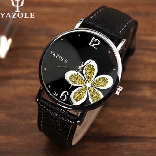 Yazole Watches Women 2019 Fashion Leather Strap Flower Female Clock Ladies Quartz Wrist Watch Montre Femme Relogio Feminino