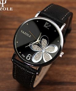 Yazole Watches Women 2019 Fashion Leather Strap Flower Female Clock Ladies Quartz Wrist Watch Montre Femme Relogio Feminino