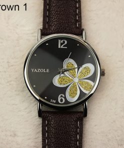 Yazole Watches Women 2019 Fashion Leather Strap Flower Female Clock Ladies Quartz Wrist Watch Montre Femme Relogio Feminino