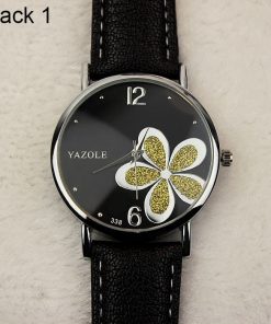 Yazole Watches Women 2019 Fashion Leather Strap Flower Female Clock Ladies Quartz Wrist Watch Montre Femme Relogio Feminino