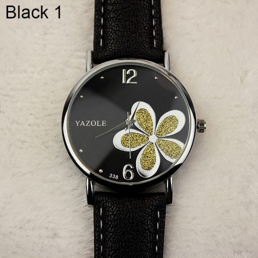 Yazole Watches Women 2019 Fashion Leather Strap Flower Female Clock Ladies Quartz Wrist Watch Montre Femme Relogio Feminino