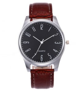 Mens Simple Business Fashion Leather Quartz Wrist Watch