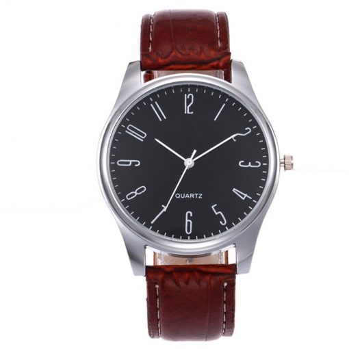 Mens Simple Business Fashion Leather Quartz Wrist Watch