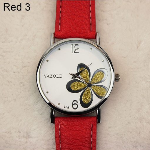 Yazole Watches Women 2019 Fashion Leather Strap Flower Female Clock Ladies Quartz Wrist Watch Montre Femme Relogio Feminino