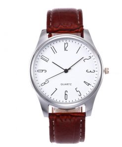 Mens Simple Business Fashion Leather Quartz Wrist Watch