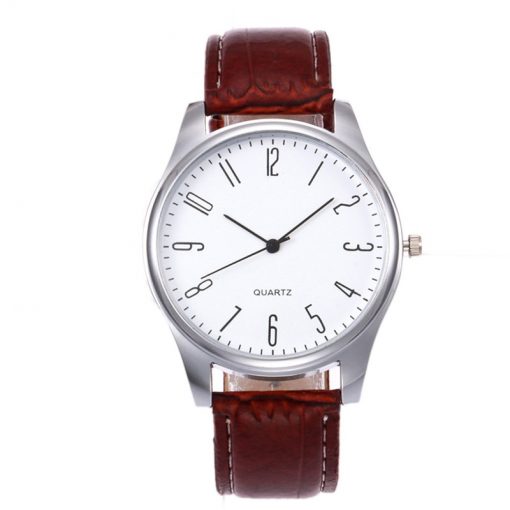 Mens Simple Business Fashion Leather Quartz Wrist Watch