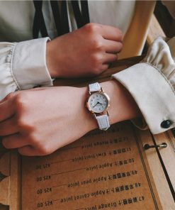 Bamboo Knot Vintage Leather Women Small Watches Designer Blue Pointer Simple Number Dial Fashion Ladies Quartz Wristwatches