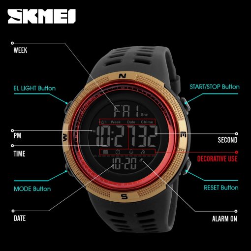 SKMEI Fashion Outdoor Sport Watch Men Clock Multifunction Watches Alarm Chrono 5Bar Waterproof Digital Watch Reloj Hombre