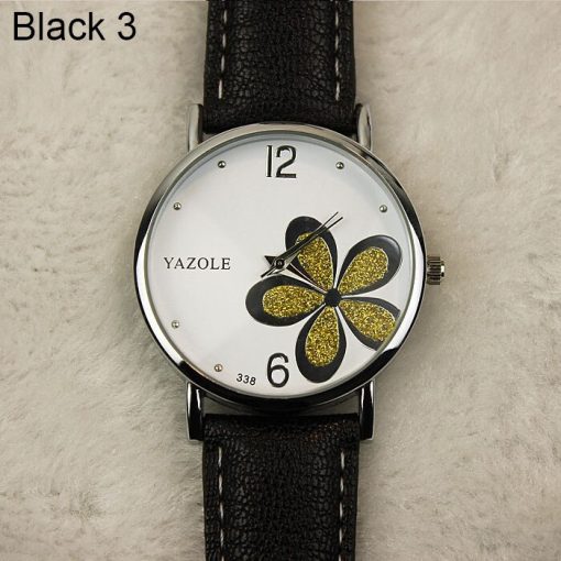 Yazole Watches Women 2019 Fashion Leather Strap Flower Female Clock Ladies Quartz Wrist Watch Montre Femme Relogio Feminino