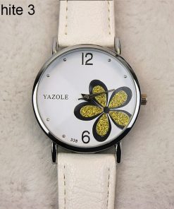 Yazole Watches Women 2019 Fashion Leather Strap Flower Female Clock Ladies Quartz Wrist Watch Montre Femme Relogio Feminino