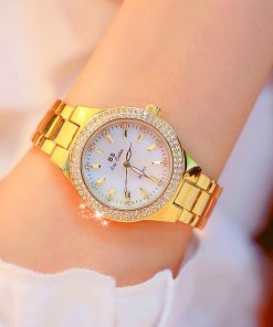 Luxury Brand Lady Crystal Watch Women Dress Watch Diamond Fashion Rose Gold Quartz Watches Female Stainless Steel Wristwatches