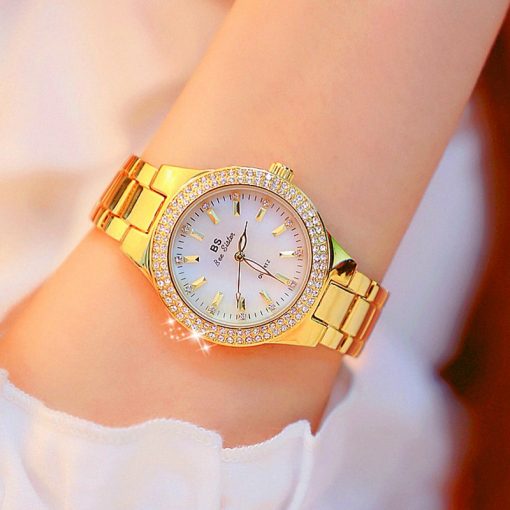 Luxury Brand Lady Crystal Watch Women Dress Watch Diamond Fashion Rose Gold Quartz Watches Female Stainless Steel Wristwatches